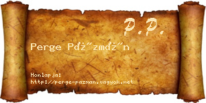 Perge Pázmán névjegykártya